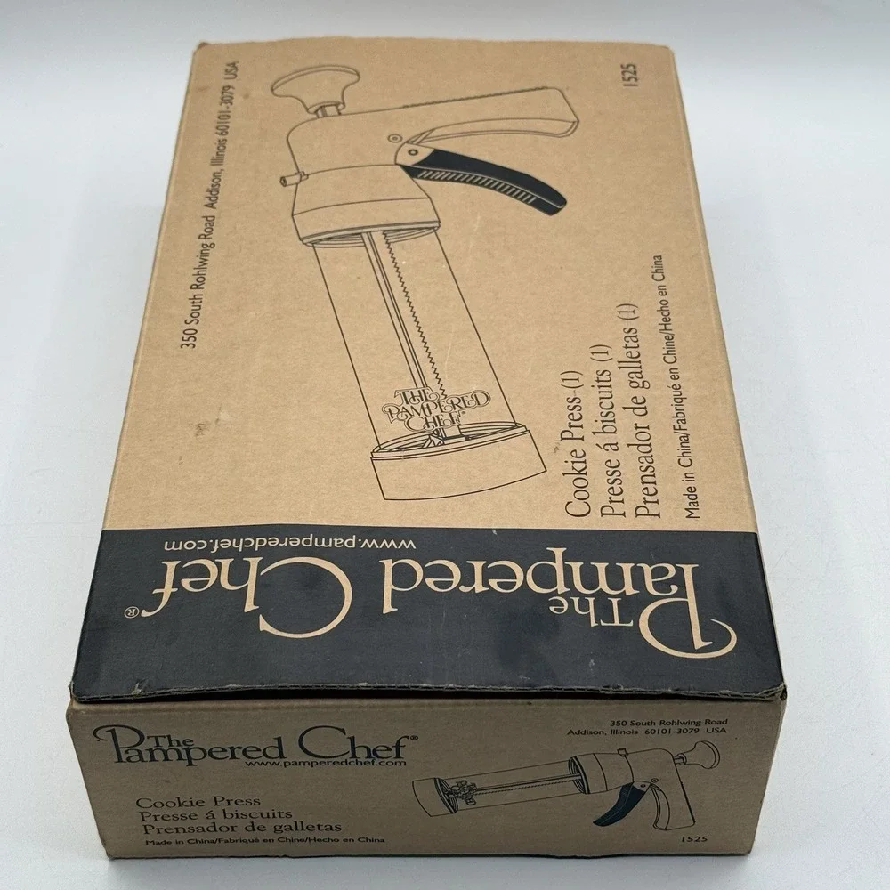 Retired Pampered Chef Cookie Press W/16 Disc Patterns Complete‎ Model 1525 EUC
